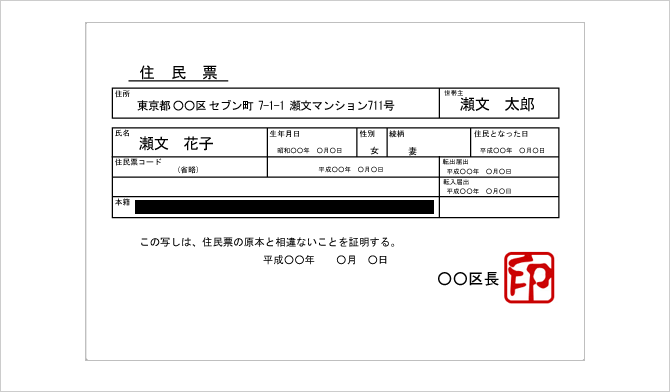 サンプル画面：住民票